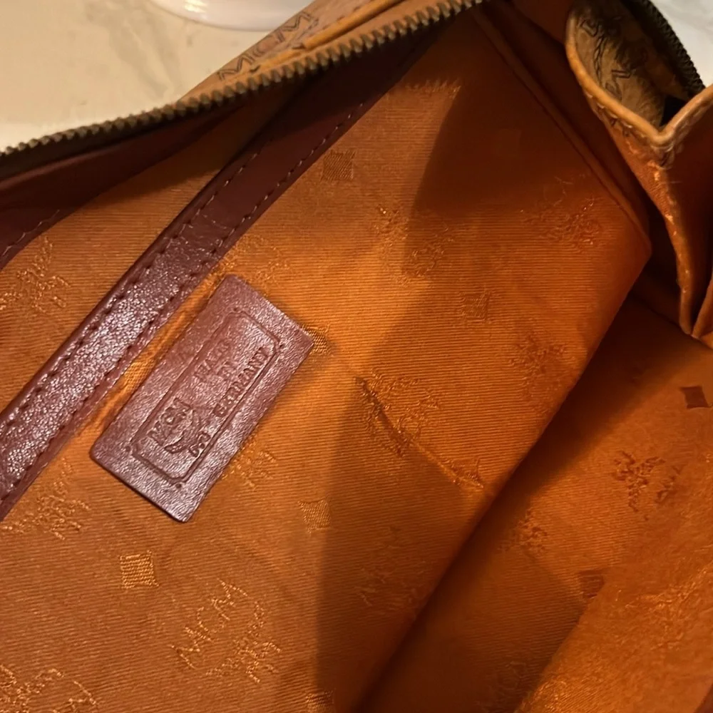 MCM Brown Logo Satchel with Gold Accents-Speedy 25 size - Picture 10 of 13